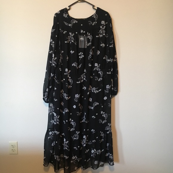 SOLD Flowy Black Floral Midi Dress 2X - Picture 8 of 8